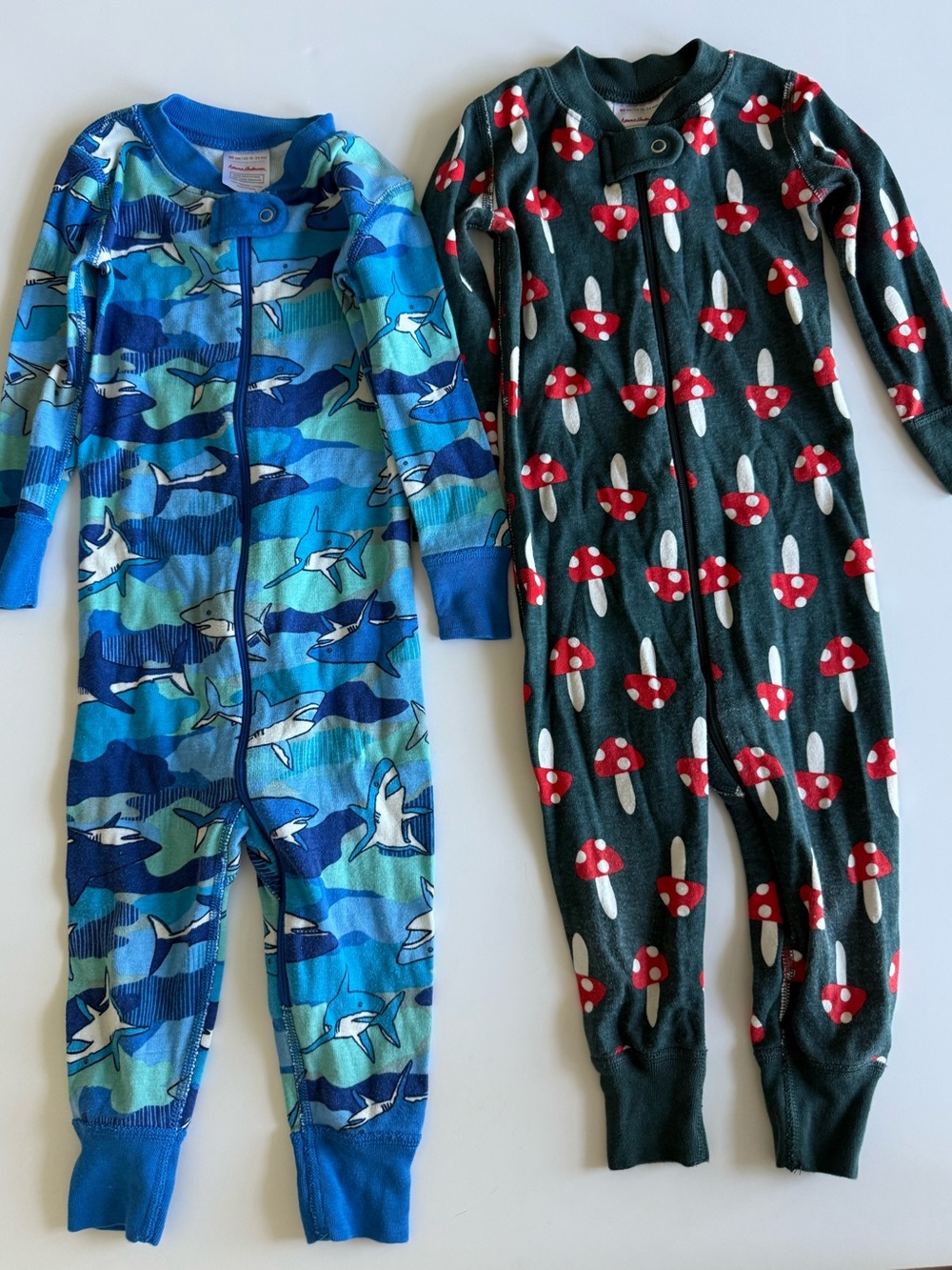 Hanna Andersson Blue Shark Zip Footed One-Piece Pajama